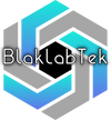 Hexagonal logo with interlocking blue and gray shapes and the word BlaklabTek in modern white font across the center